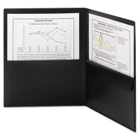 Smead 100-Sheet 8-1/2" x 11" Poly Two-Pocket Folder With Security Pocket, Black, 5/Pack