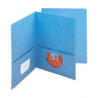 Smead 100-Sheet 8-1/2" x 11" Embossed Leather Grain Heavy Two-Pocket Portfolios, Blue, 25/Box