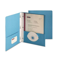 Smead 1/2" Capacity 8-1/2" x 11" Tang Clip Two-Pocket Portfolio, Blue, 25/Box