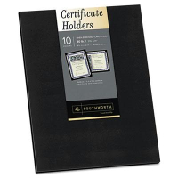 Southworth 9-1/2" x 12" 10-Pack Linen Certificate Holder, Black