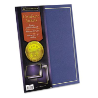 Southworth 9-1/2" x 12" 5-Pack Gold Border Certificate Jacket, Navy