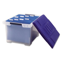 Storex 19" D Letter & Legal Plastic File Tote Storage Box w/ Lid, Clear