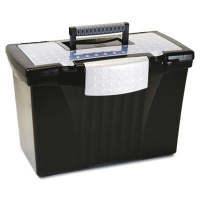 Storex 10-1/2" D Letter & Legal Portable File Storage Box, Black