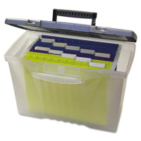 Storex 10-1/2" D Letter & Legal Portable File Storage Box, Clear