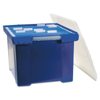 Storex 15" D Letter & Legal Plastic File Tote Storage Box w/ Lid, Blue