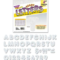 Trend Ready Letters 4" H Silver Sparkle Letter Set, 72/Set