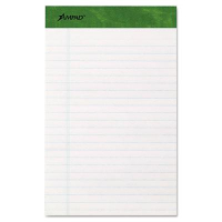 Ampad 5" x 8" 50-Sheet 12-Pack Jr. Legal Rule Recycled Notepads, White Paper