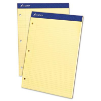 Ampad 8-1/2" X 11-3/4" 100-Sheet College Rule Double Sheet Pad, Canary Paper