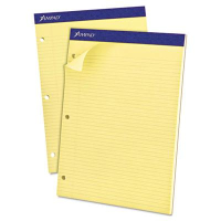 Ampad 8-1/2" X 11-3/4" 100-Sheet Narrow Rule Double Sheet Pad, Canary Paper