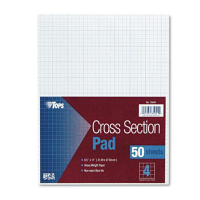 TOPS 8-1/2" X 11" 50-Sheet 4 Sq. Quadrille Rule Cross Section Pad