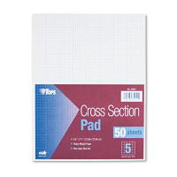 TOPS 8-1/2" X 11" 50-Sheet 5 Sq. Quadrille Rule Cross Section Pad