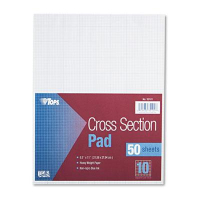 TOPS 8-1/2" X 11" 50-Sheet 10 Sq. Quadrille Rule Cross Section Pad