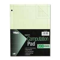 TOPS 8-1/2" X 11" 200-Sheet 5 Sq. Quadrille Rule Computation Pad