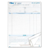 TOPS 8-1/2" x 11" 16-Line 3-Part Bill of Lading Form, 50-Forms