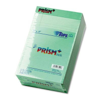 TOPS Prism 5" X 8" 50-Sheet 12-Pack Jr. Legal Rule Notepads, Green Paper