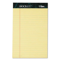 TOPS 5" X 8" 50-Sheet 12-Pack Docket Rule Perforated Pads, Canary Paper