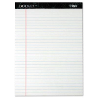 TOPS 8-1/2" X 11-3/4" 50-Sheet 12-Pack Docket Rule Perforated Pads, White Paper