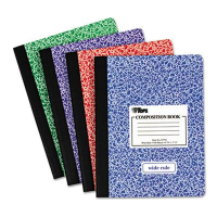 TOPS 7-1/2" X 9-3/4" 100-Sheet Wide Rule Composition Book, Assorted Marble Cover