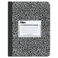 TOPS 7-1/2" X 9-3/4" 100-Sheet Wide Rule Composition Book, Black Marble Cover