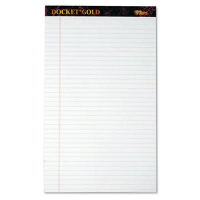 TOPS 8-1/2" X 14" 50-Sheet 12-Pack Docket Gold Legal Rule Perforated Pads, White Paper