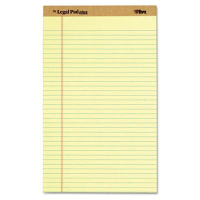 TOPS 8-1/2" X 14" 50-Sheet 12-Pack Legal Rule Perforated Plus Pads, Canary Paper