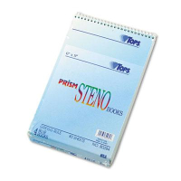 TOPS Prism 6" X 9" 80-Sheet 4-Pack Gregg Rule Steno Notepads, Blue Paper