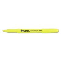 Universal Pocket Chisel Tip Highlighter, Yellow, 12-Pack