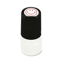 Universal "Smiley Face" Pre-Inked Round Stamp, Red Ink