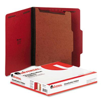 Universal 4-Section Letter 25-Point Pressboard Classification Folders, Ruby Red, 10/Box