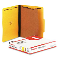 Universal 4-Section Letter 25-Point Pressboard Classification Folders, Yellow, 10/Box