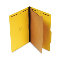 Universal 4-Section Legal 25-Point Pressboard Classification Folders, Yellow, 10/Box