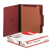 Universal 4-Section Letter 25-Point Pressboard Classification Folders, Red, 10/Box