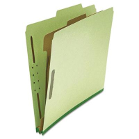 Universal 4-Section Letter 25-Point Pressboard Classification Folders, Green, 10/Box