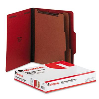 Universal 6-Section Letter 25-Point Pressboard Classification Folders, Ruby Red, 10/Box