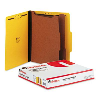 Universal 6-Section Letter 25-Point Pressboard Classification Folders, Yellow, 10/Box