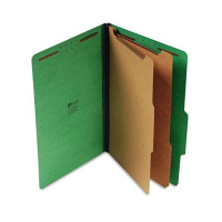 Universal 6-Section Legal 25-Point Pressboard Classification Folders, Emerald Green, 10/Box
