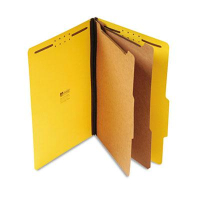 Universal 6-Section Legal 25-Point Pressboard Classification Folders, Yellow, 10/Box