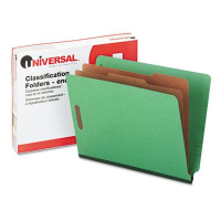Universal 6-Section Letter 25-Point Pressboard Classification Folders, Green, 10/Box