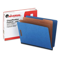 Universal 6-Section Letter 25-Point Pressboard Classification Folders, Blue, 10/Box