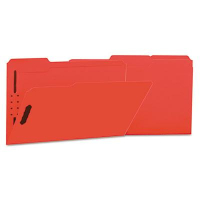 Universal One 1/3 Cut Tab 2-Fastener Legal File Folder, Red, 50/Box