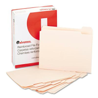 Universal 1/5 Cut Double-Ply Top Tab Letter File Folder, Manila, 100/Box