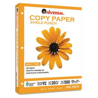 Universal 8-1/2" x 11", 20lb, 5000-Sheets, 3-Hole Punched Copy Paper