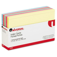 Universal 5" x 8", 100-Cards, Assorted Colors Recycled Index Cards