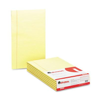 Universal 8-1/2" X 14" 50-Sheet 12-Pack Legal Rule Glue Top Notepads, Canary Paper