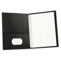 Universal 1/2" Capacity 8-1/2" x 11" Tang Fastener Two-Pocket Portfolios, Black, 25/Box