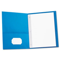 Universal 1/2" Capacity 8-1/2" x 11" Tang Fastener Two-Pocket Portfolios, Light Blue, 25/Box