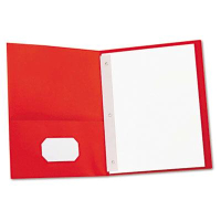 Universal 1/2" Capacity 8-1/2" x 11" Tang Fastener Two-Pocket Portfolios, Red, 25/Box