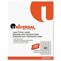 Universal 1/2" x 1-3/4" Laser Printer Labels, White, 8000/Box