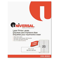 Universal 1" x 4" Laser Printer Labels, White, 5000/Box
