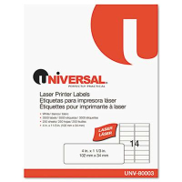 Universal 1-1/3" x 4" Laser Printer Labels, White, 3500/Box